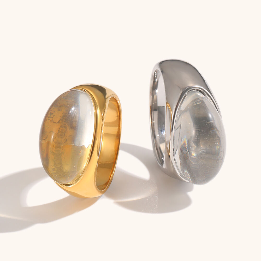 Resin Water Drop Gold Plated Ring