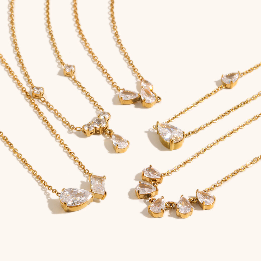 Water Drop Zircon Pendant Necklaces Set