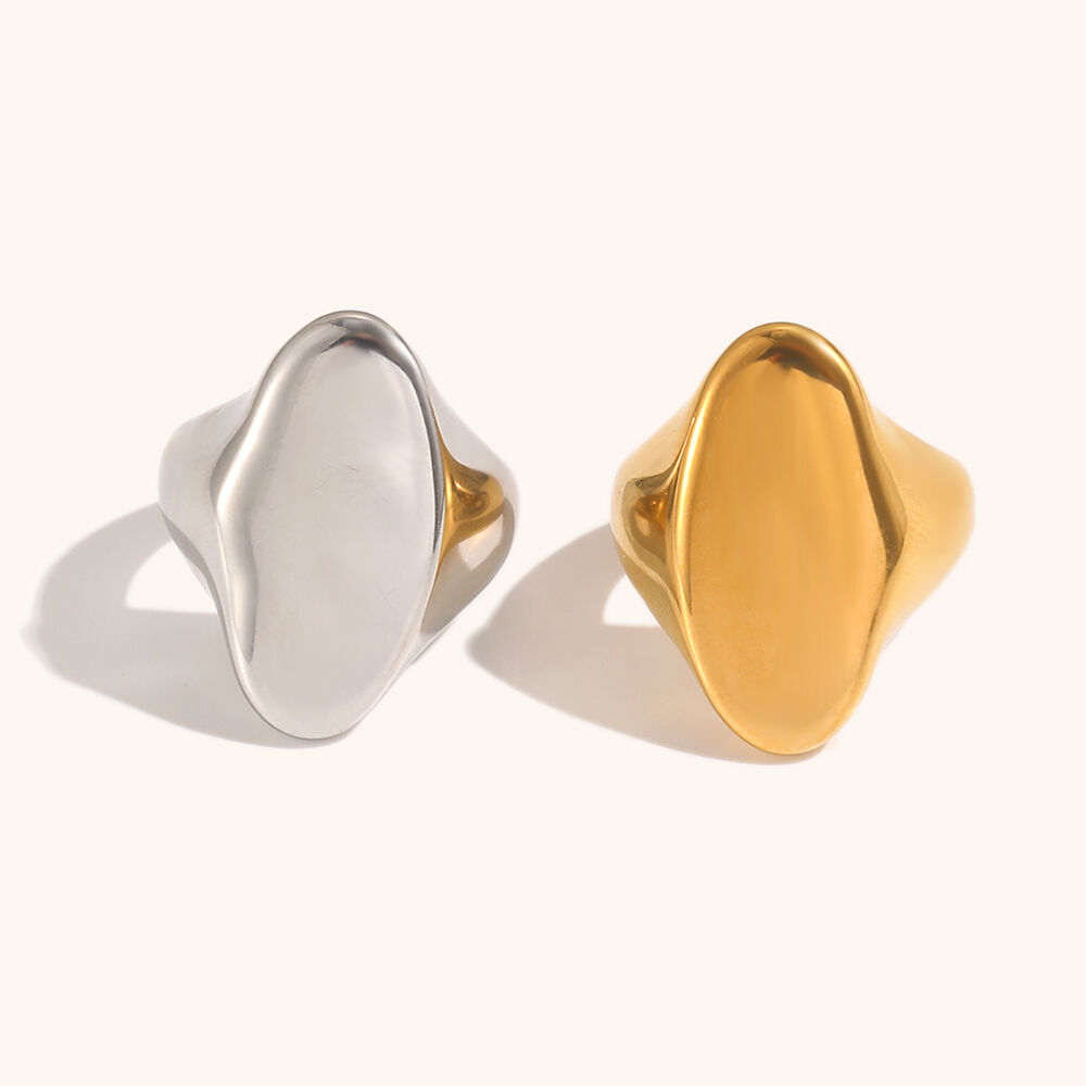 Minimalist Oval Gold Plated Signet Ring