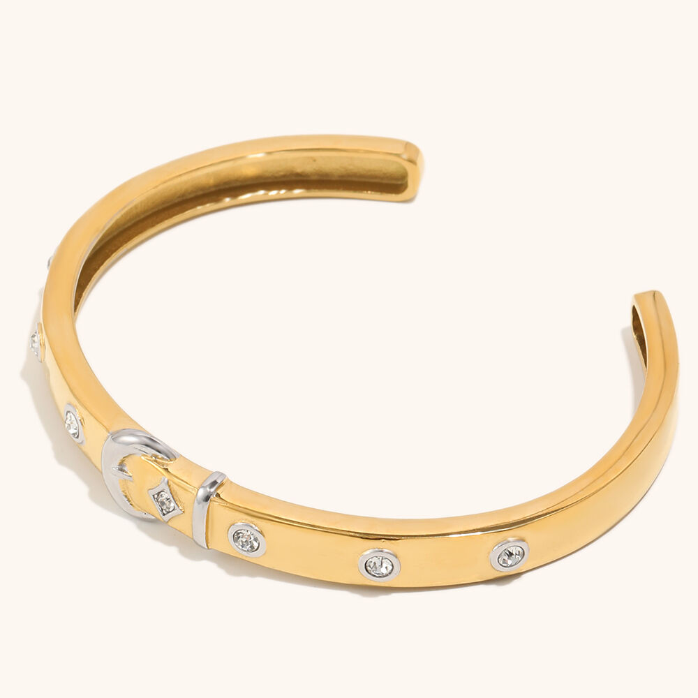 dainty zircon dangle gold plated hoop earring-6
