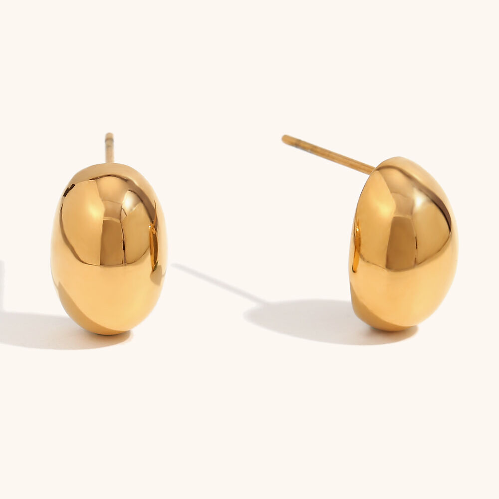 Hollow Beaded Gold Plated Stainless Steel Stud Earring