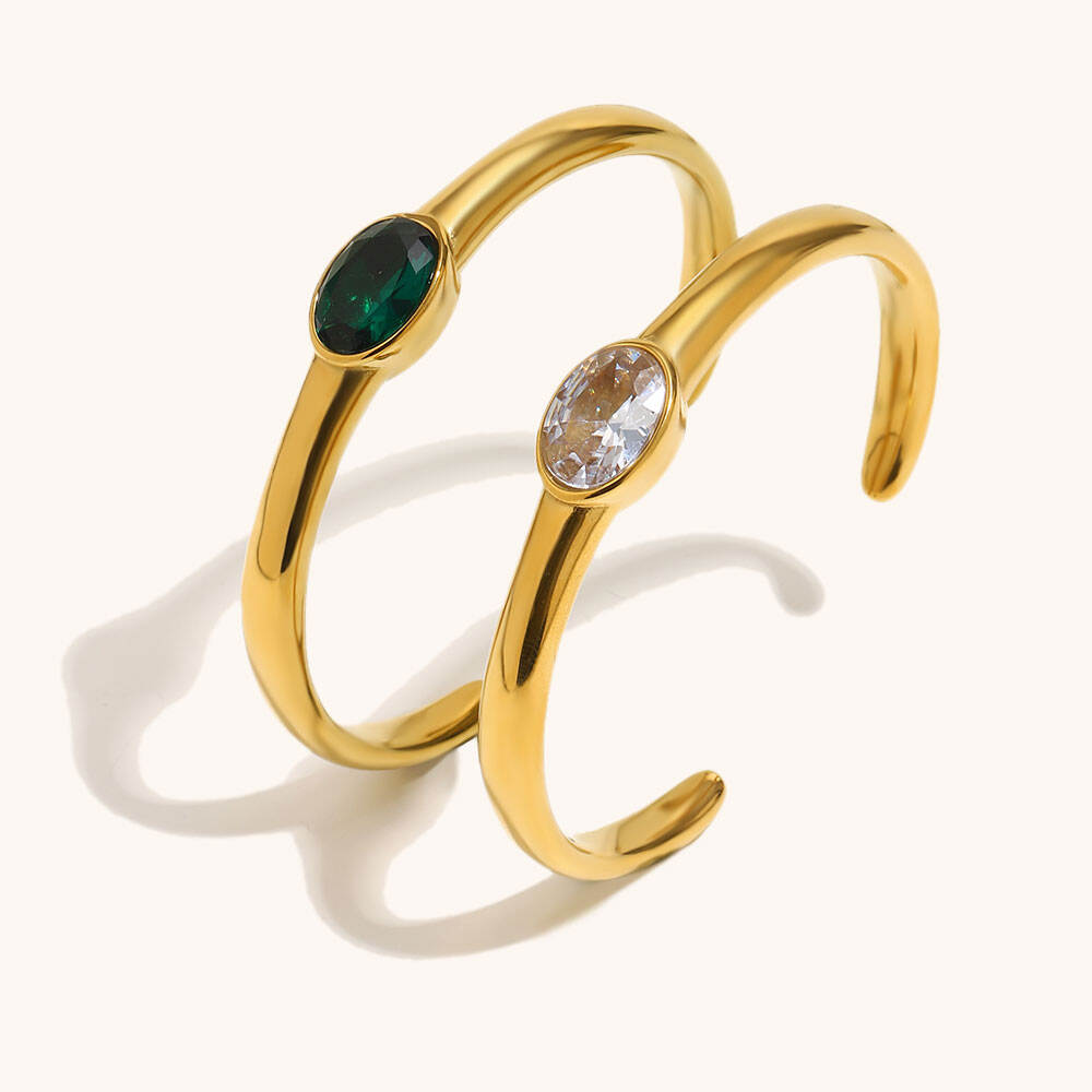 Zircon Gold Plated Cuff Bangle