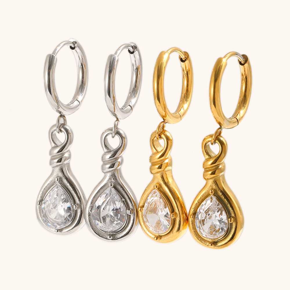 hammered geometric zircon pendant necklace-5