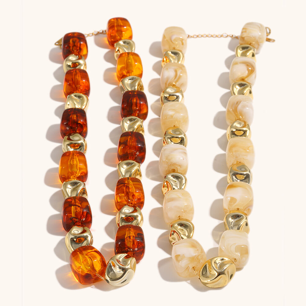 Resin Acrylic Vintage Bead Chain Necklace