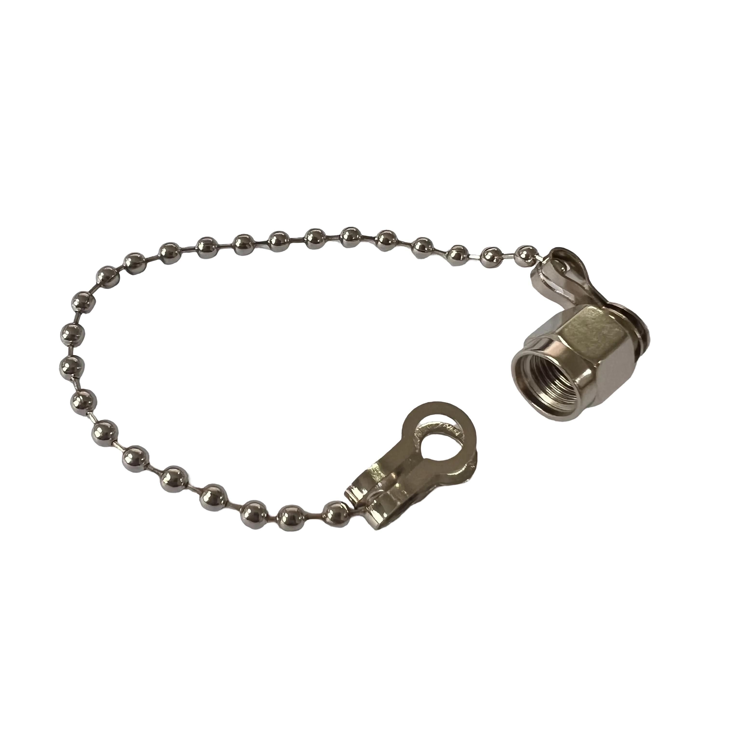 SMA male dust cap copper nickel plated with chain internal thread.
