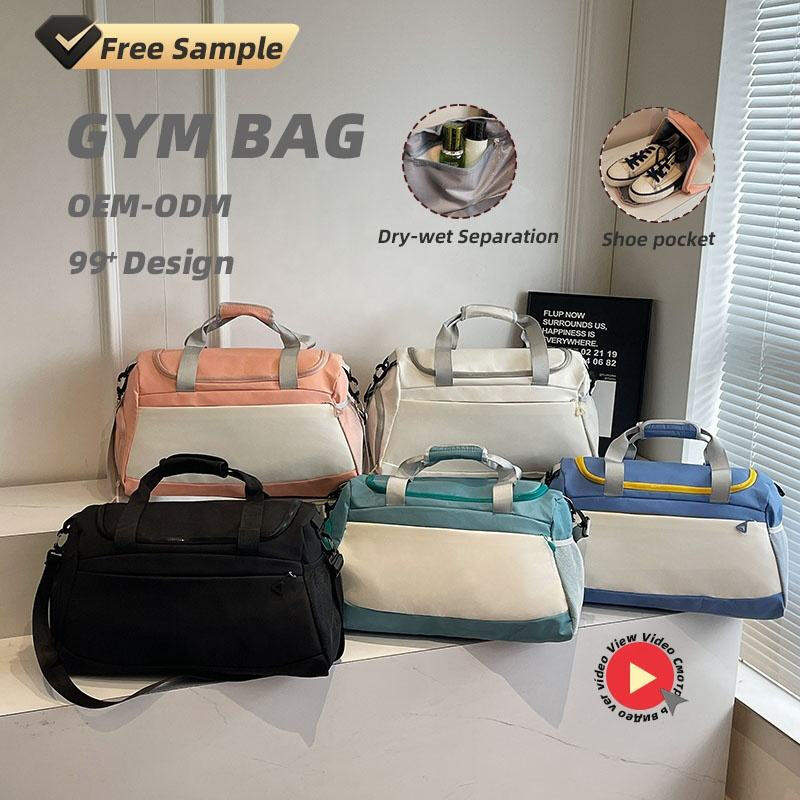 Rejsetaske med tør og våd adskillelse, 5 farver, separat fadepose, stor kapacitet, vandtæt nylon, dame, crossbody, fitness, rejsetaske