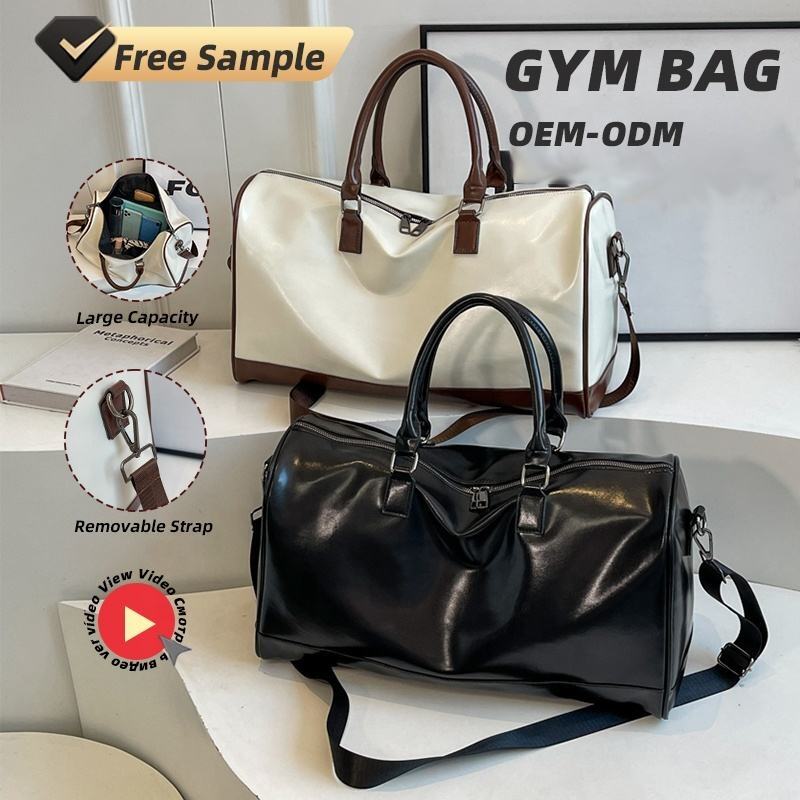 Large Capacity Custom Logo Sports Fitness Yoga Waterproof PU Detachable Shoulder Strap Unisex Gym Travel Duffle Bag for Women