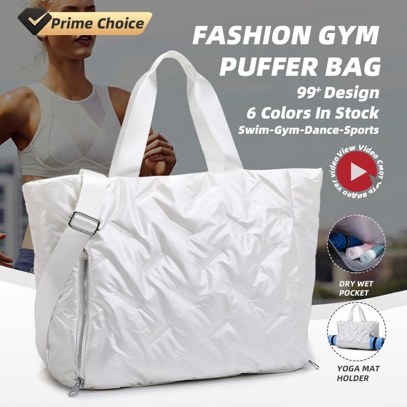 large capacity quilted tote bag puffer simple shoulder bag womens fashion handbag  purse-1