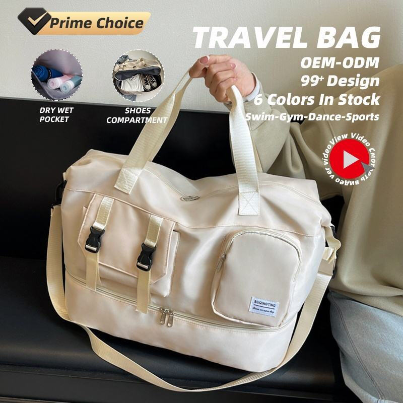 맞춤 로고 6색 방수 드라이/습식 분리형 외부 버클 포켓 짧은 여행용 위켄더 체육관 더플백 신발 수납 공간 포함