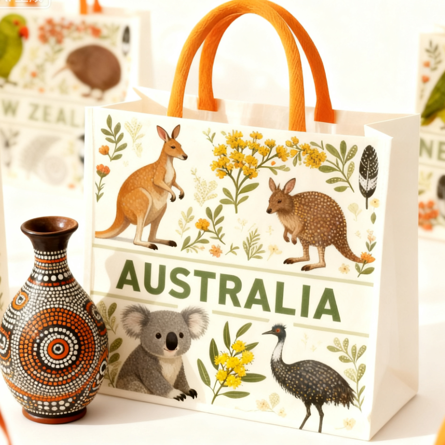 Reusable Customize Multi-pattern full print canvas shopping tote bag for Australia market 
