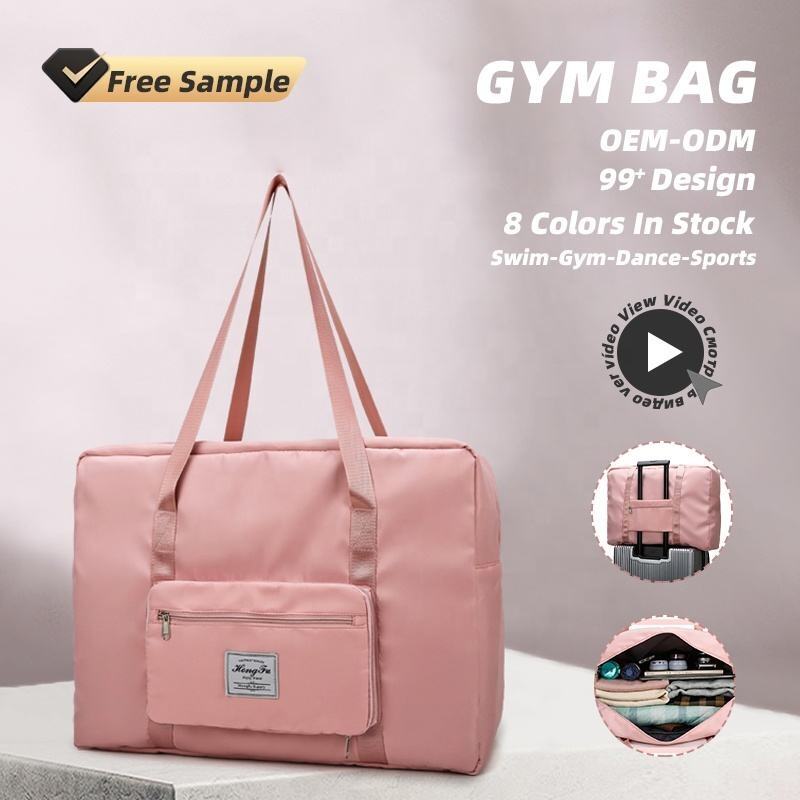 Custom Dry Wet Waterproof Front Zipper Pocket Collapsible Carry on Foldable Expandable Travel Tote Bag with Trolley Sleeve
