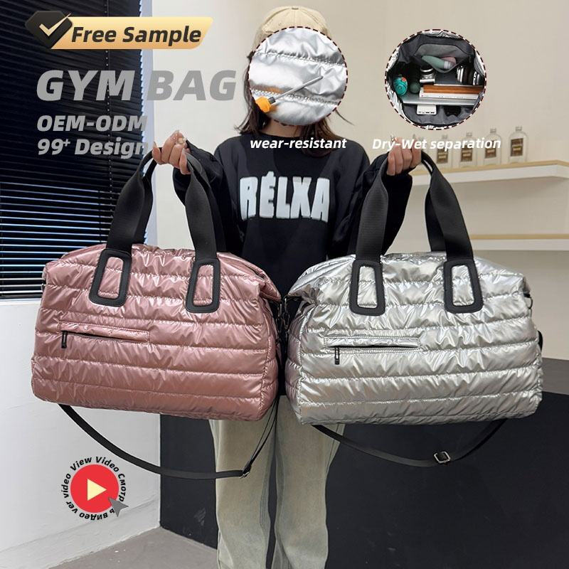 custom logo 5 color nylon outside buckle pocket luggage sleeve dry wet separate sports travel gym tote bag with shoe compartment-4