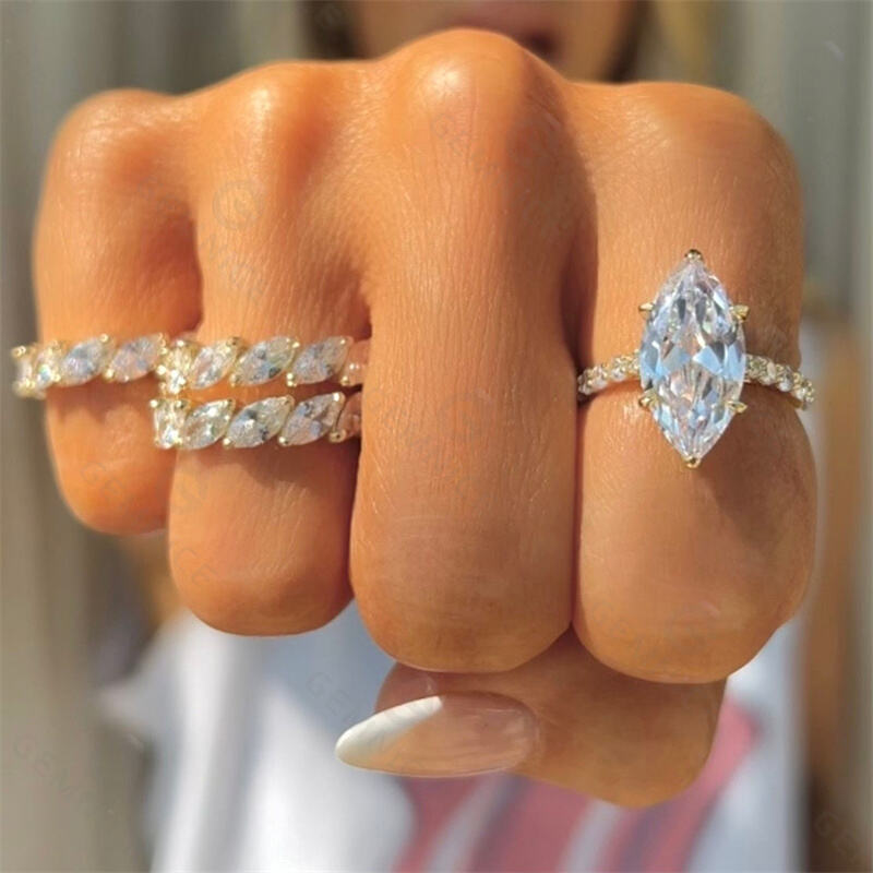 925 Sterling Silver Jewelry Diamond Wedding Cubic Zircon Band Marquise Rings.jpg