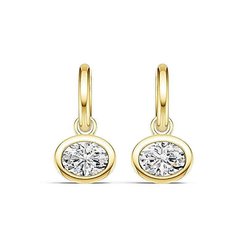 925 Silver Orbit Hoops with CZ Moissanite Bezel Pendant Earrings Elegant Drop Hoops Natural Tones