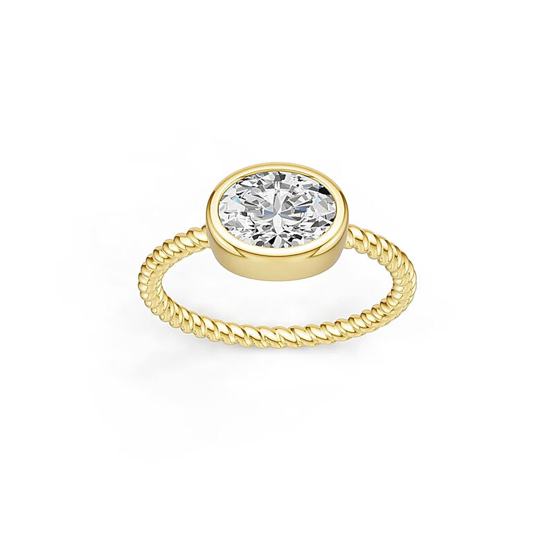 925 Sterling Silver 5A Cubic Zircon Wedding Oval Diamond Twist Rope Ring for Woman