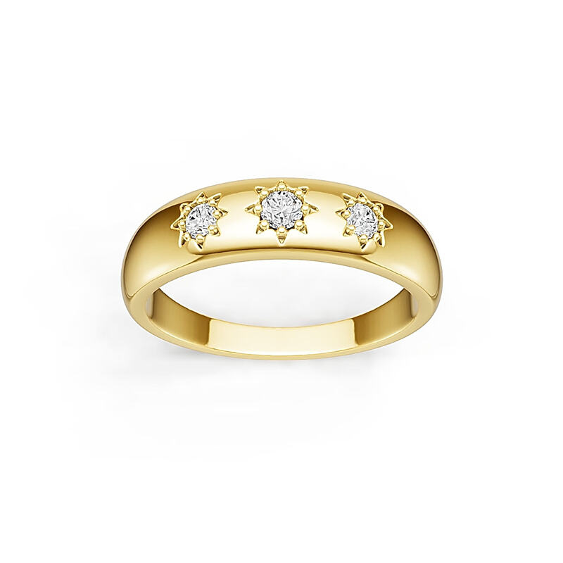 925 Sterling Silver Chunky Dome White Cubic Zircon starburst Band Star Ring for Woman