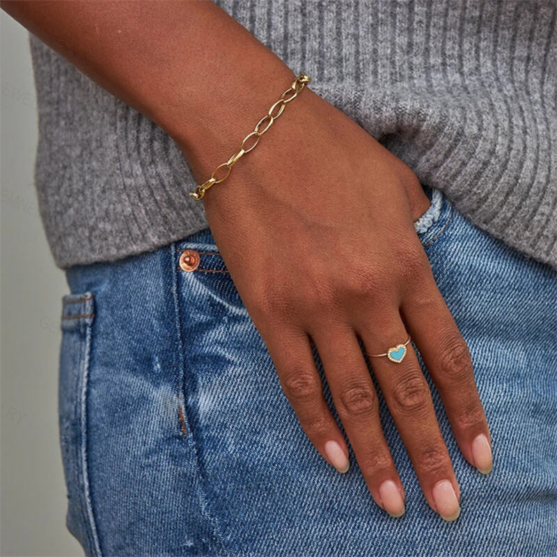 925 Silver Manufacturer Heart love Women Gold Jewelry Turquoise Enamel Ring.jpg