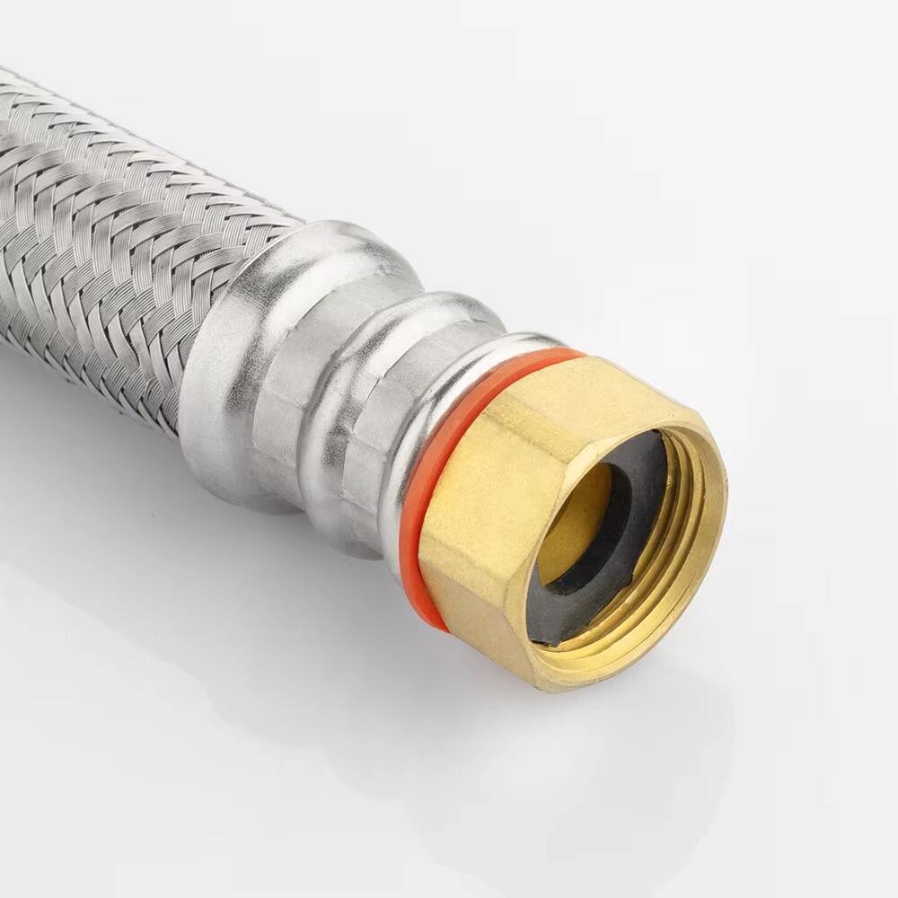 FANKSI Stainless Steel Braided Flexible Water Plumbing Hose Refined Copper Joints Strong Torque Resistance Kitchen Use