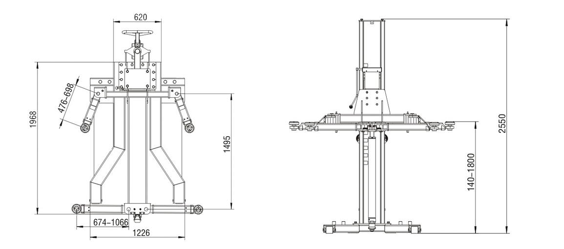 2.7 Ton Capacity Portable Single-Post Lift, Manual lock release 2