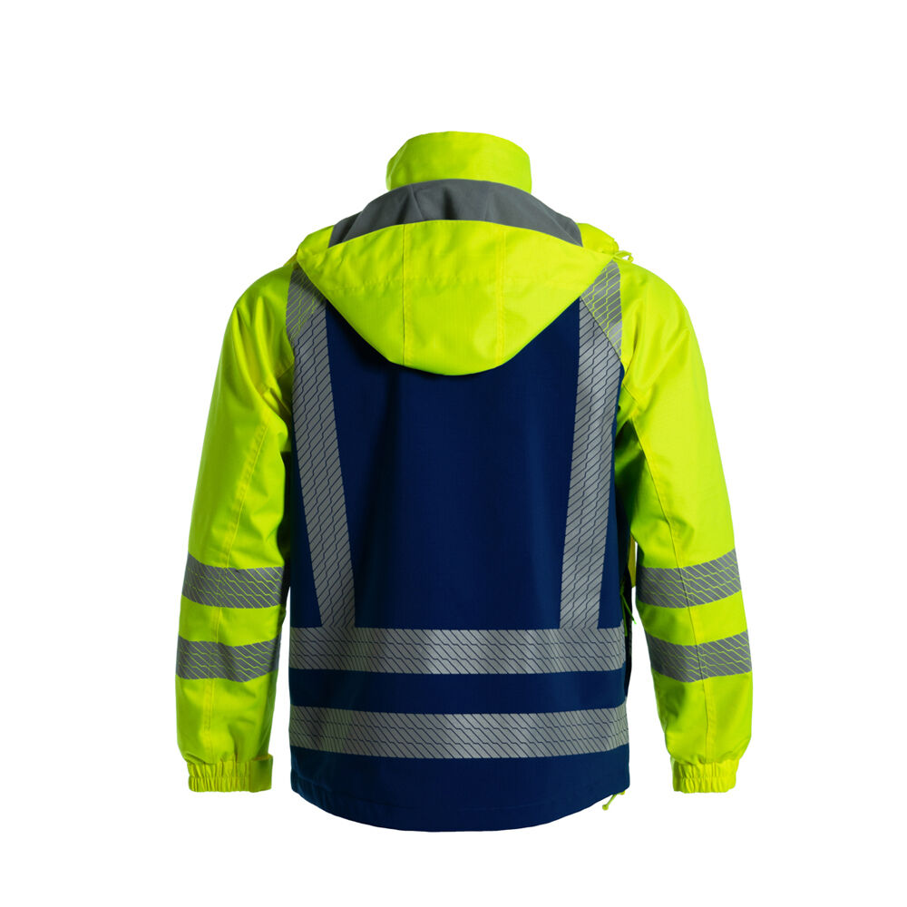JIADE WorkPro-Serie Herren-Regenjacke mit hoher Sichtbarkeit im klassischen Kontrastdesign
