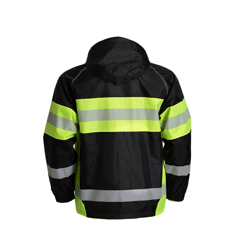 JIADE WorkPro-Serie Herren-Regenjacke mit hoher Sichtbarkeit nach EN ISO 20471, wasserdicht und zusammenfaltbar, inkl. Regenhose und Rip-Stop-Tasche