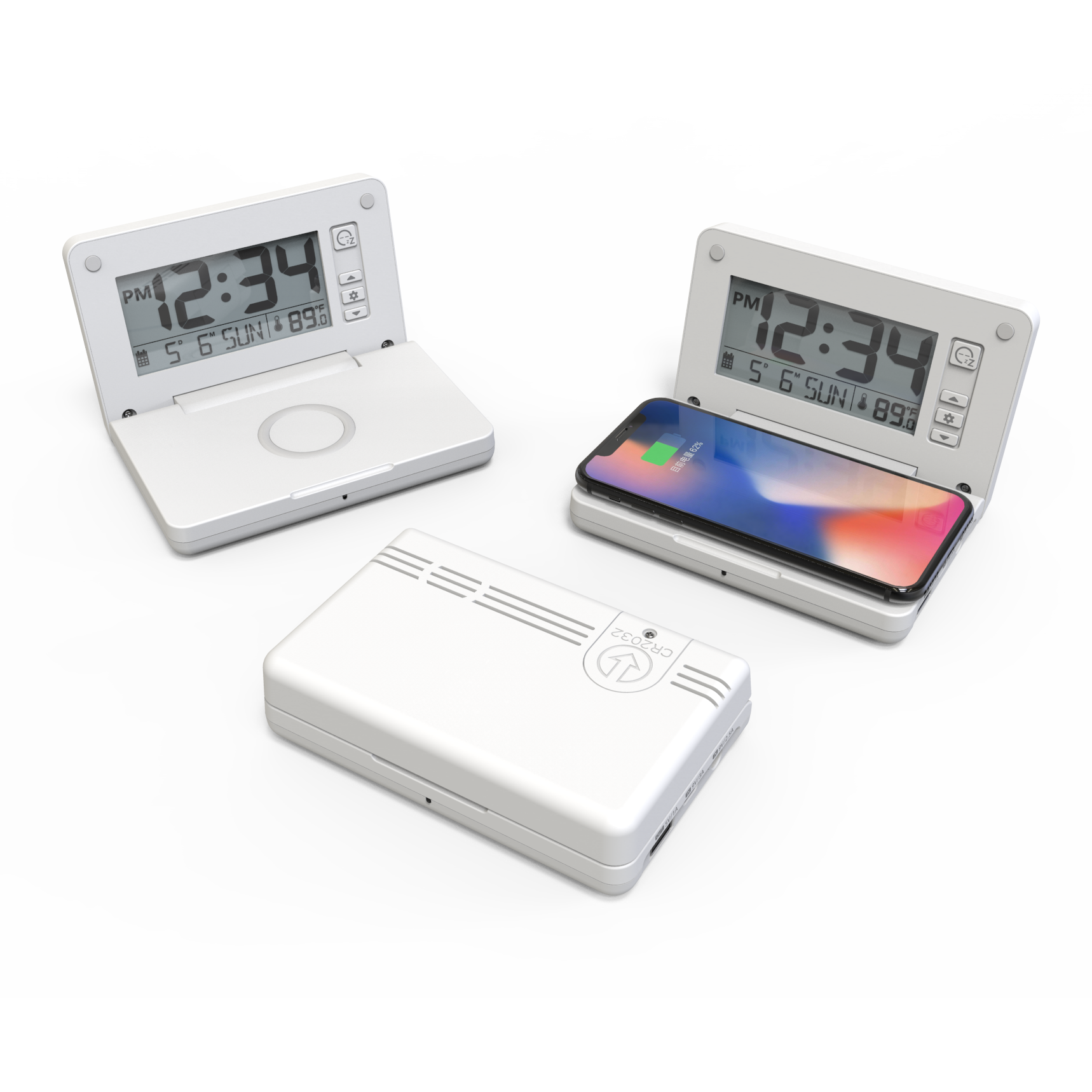Alarm za bežično punjenje sat za putovanje sat s bežičnim punjačem