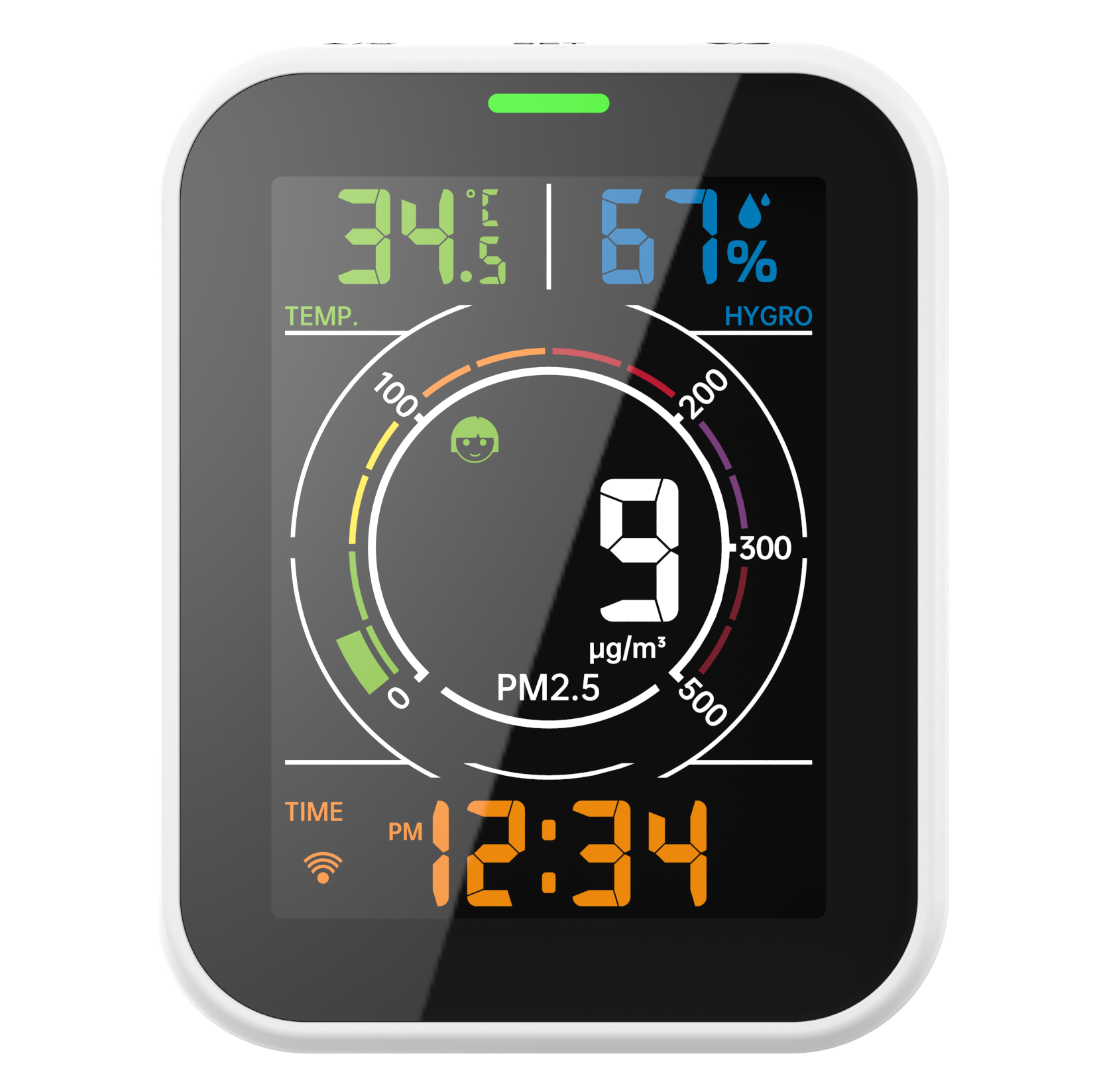 Wifi Meter za kvalitet vazduha PM2.5 Monitor sa unutrašnjim prilagođenim punjivim litijumskim akumulatorom Pravi crni ekran ABS, LCD
