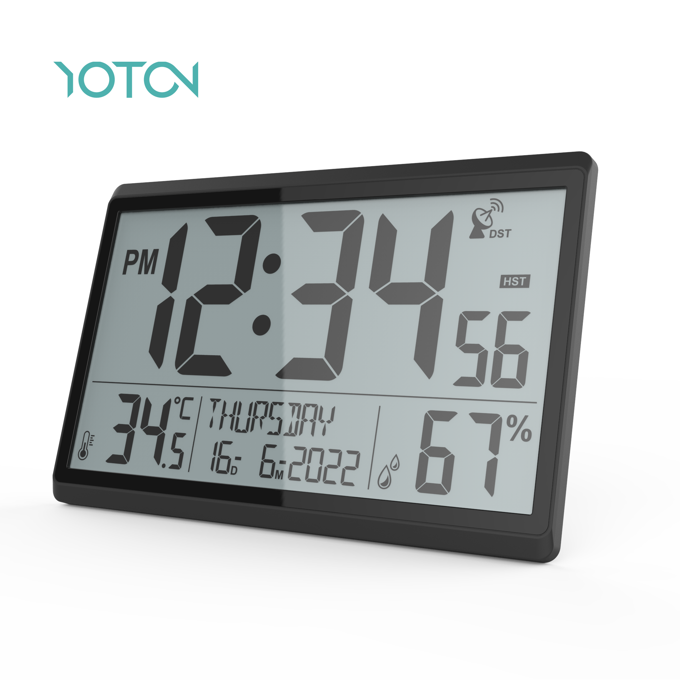 Jumbo LCD ekran Atomski zidni sat Digitalni kalendar Alarm Dan RCC WWVB Sat sa stolicom