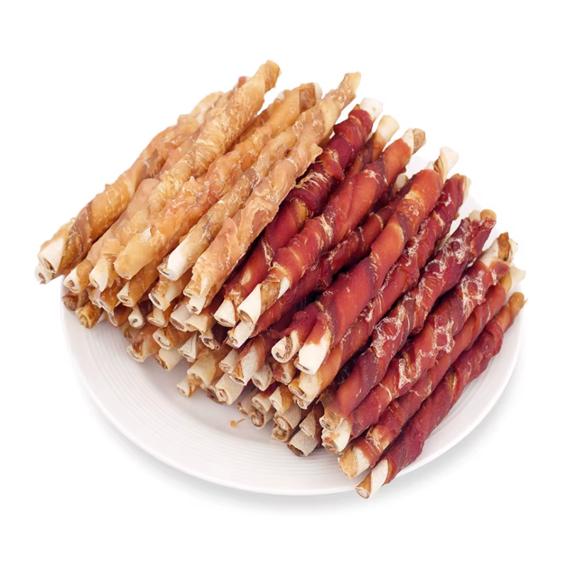Factory Direct Cowhide Grinding Stick Chicken Duck Meat Winding Bite-resistant Cleaning Nutrition Training Reward Dog Snacks
