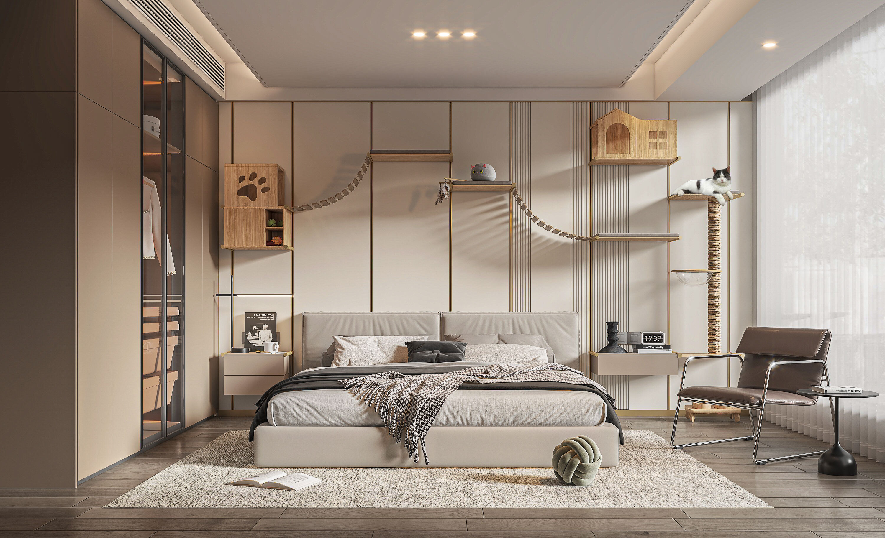 نظام ترفيهي قابل للتخصيص للقطط المتعددة