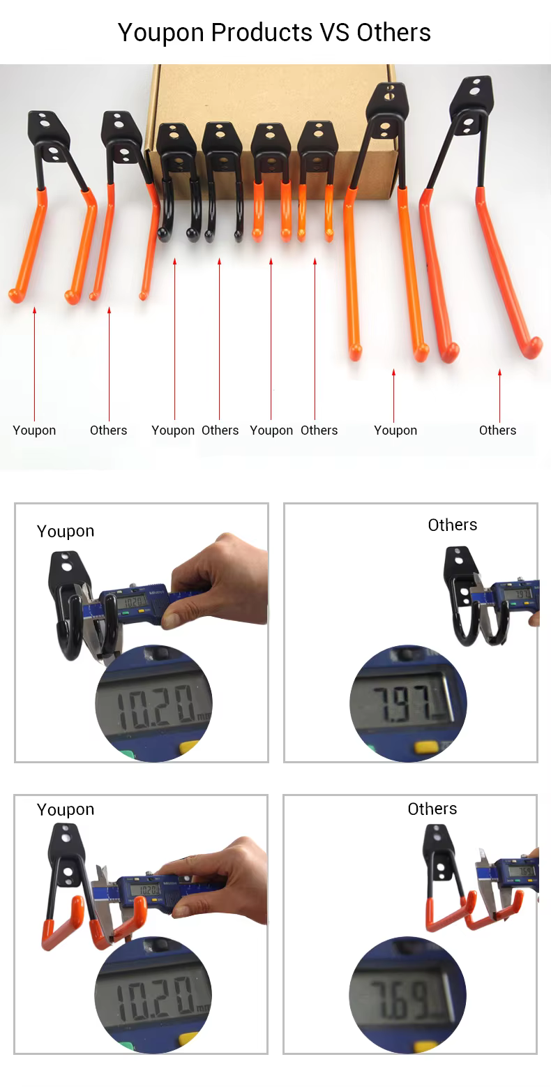 Hot Selling Heavy Duty Garage Tool Hooks Wall Mount Anti-Slip Coating Storage Rack Hook for Hanging Bike manufacture