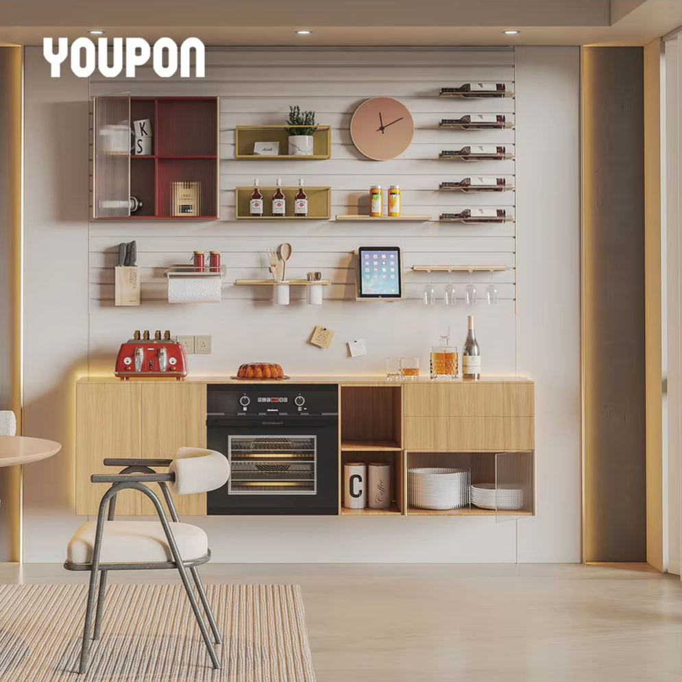 Latest Adjustable Storage Wall Shelves Aluminum Decorative Floating Shelf Wall Mount Organizer Shelf for Dining Room Sideboard