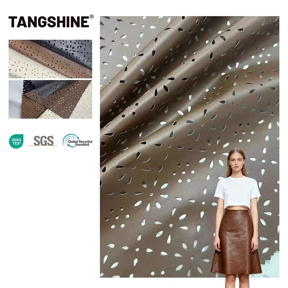 Custom Faux Leather Pouched Leather  Fabric for Garments Jackets