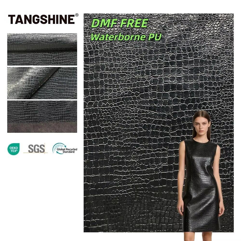 DMF Free  Crocodile Skin Leather Fabric Custom Faux Leather