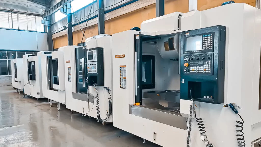 modern cnc machining center producing precision metal components