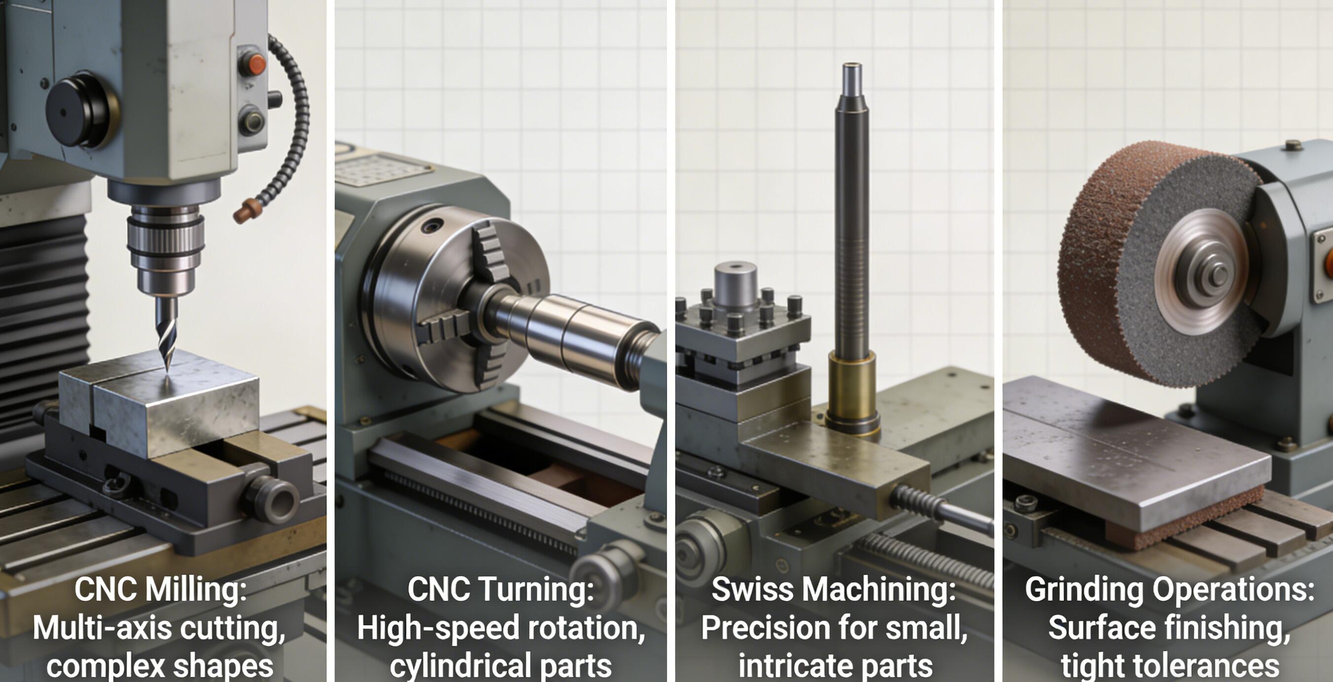 comparison of cnc milling turning swiss machining and grinding operations
