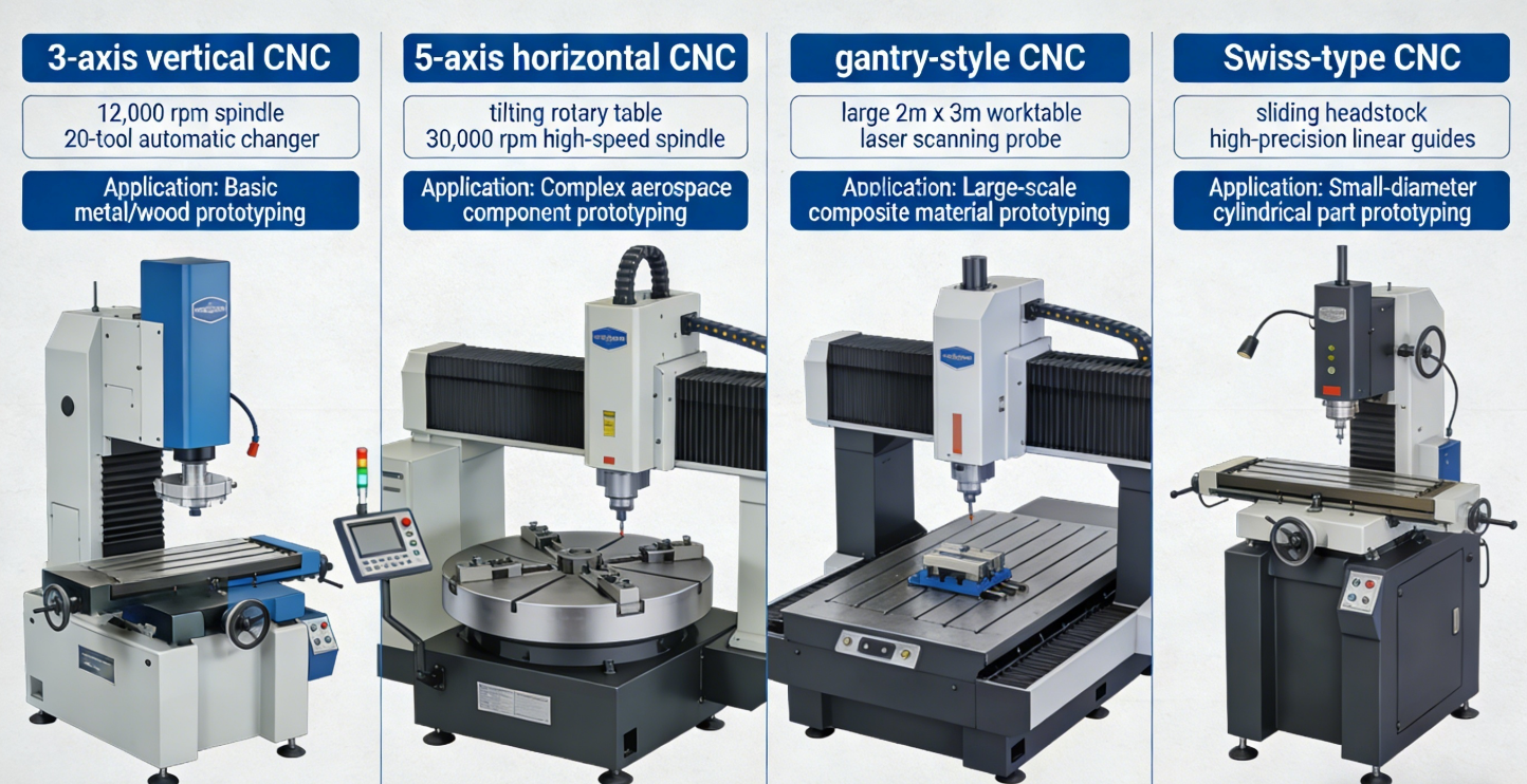 different cnc machine configurations serve unique prototyping applications