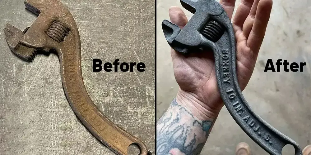 safe setup for cleaning rusty metal at home