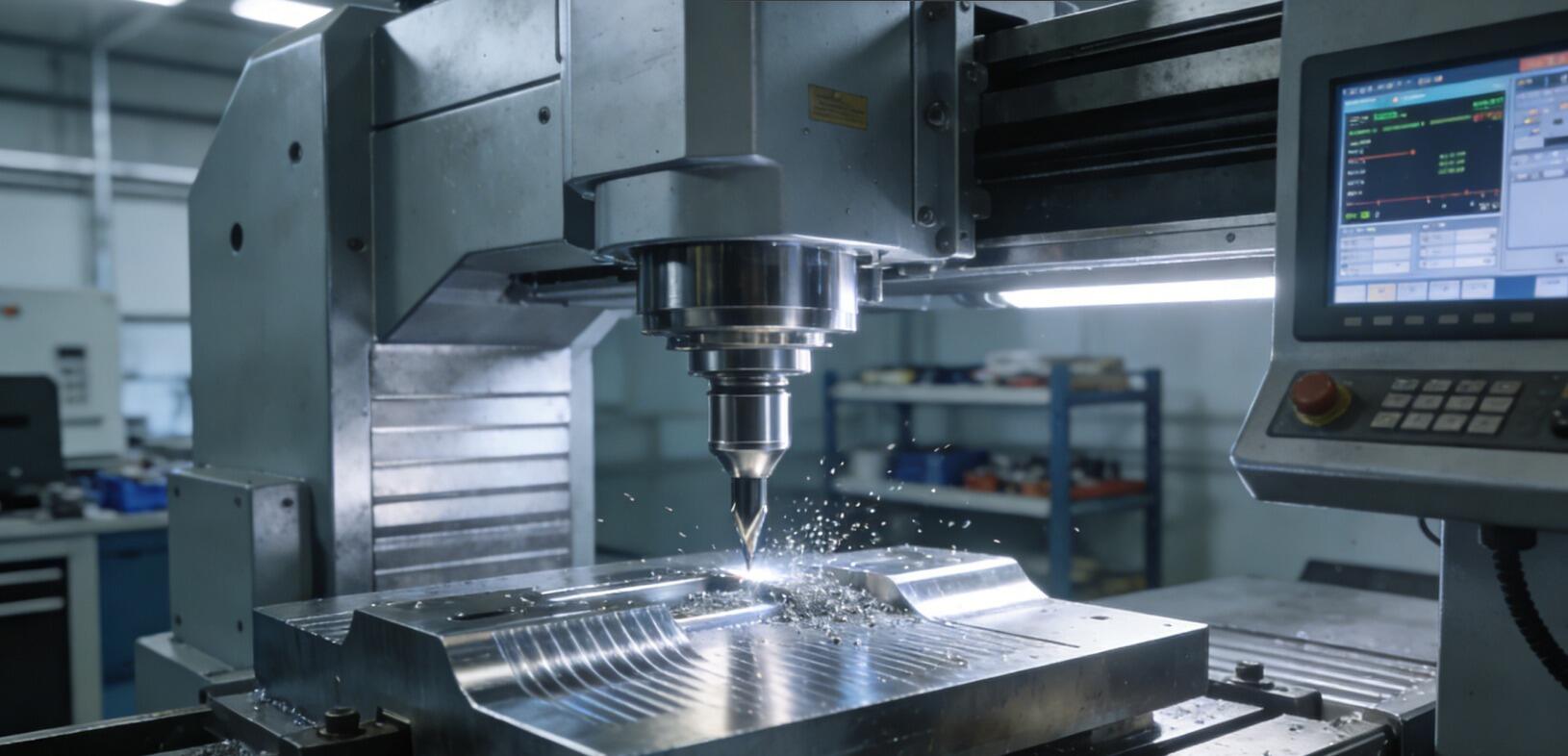 advanced cnc machining center performing precision cutting operations on metal components