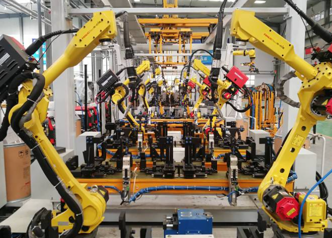 automated welding line for repeatable chassis part production in a controlled factory setting