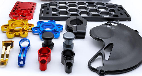 machined aluminum parts showcasing various surface finishing options from anodizing to polishing