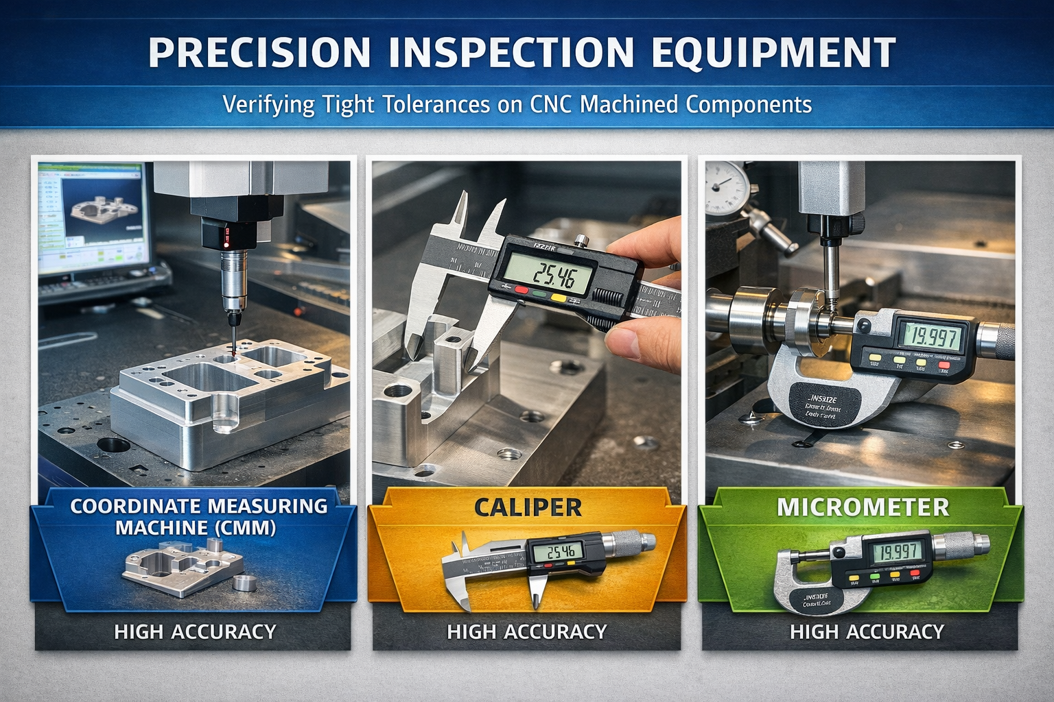 precision inspection equipment verifying tight tolerances on cnc machined components