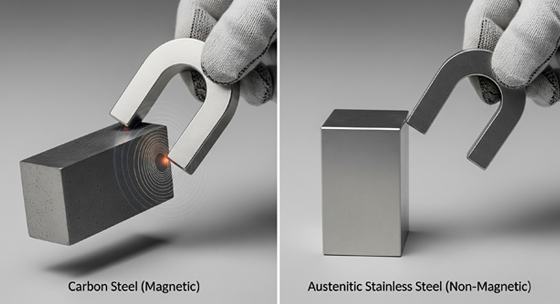 stainless steel and plain steel objects illustrating why magnetism is not the full rule