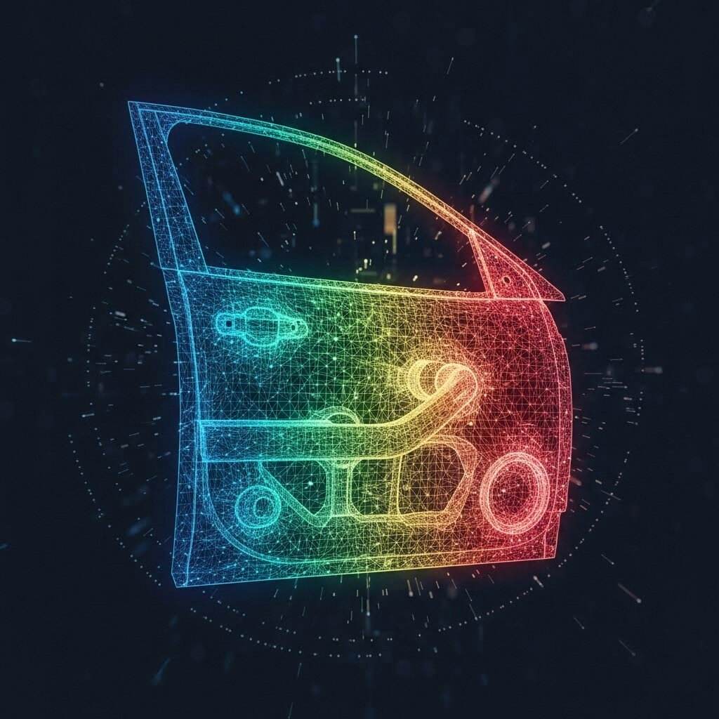 Automobilių metalo štampavimo defektų sprendimai: inžinerijos nuliniai defektai. Baigtinio elemento analizė, vizualizuojanti apkrovą ir galimus automobilio plokštės štampavimo defektus