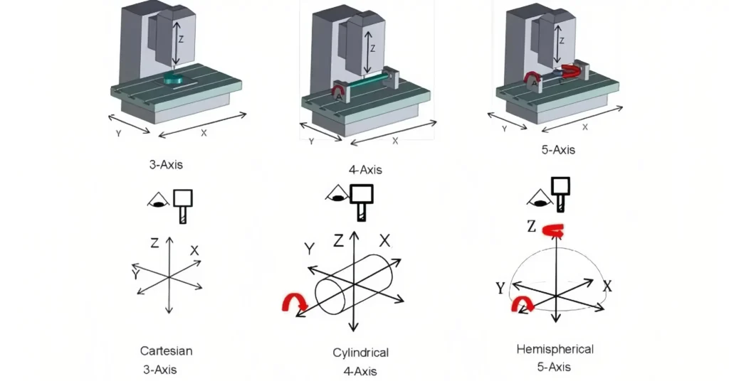 comparison of cnc milling configurations from 3 axis to 5 axis capabilities