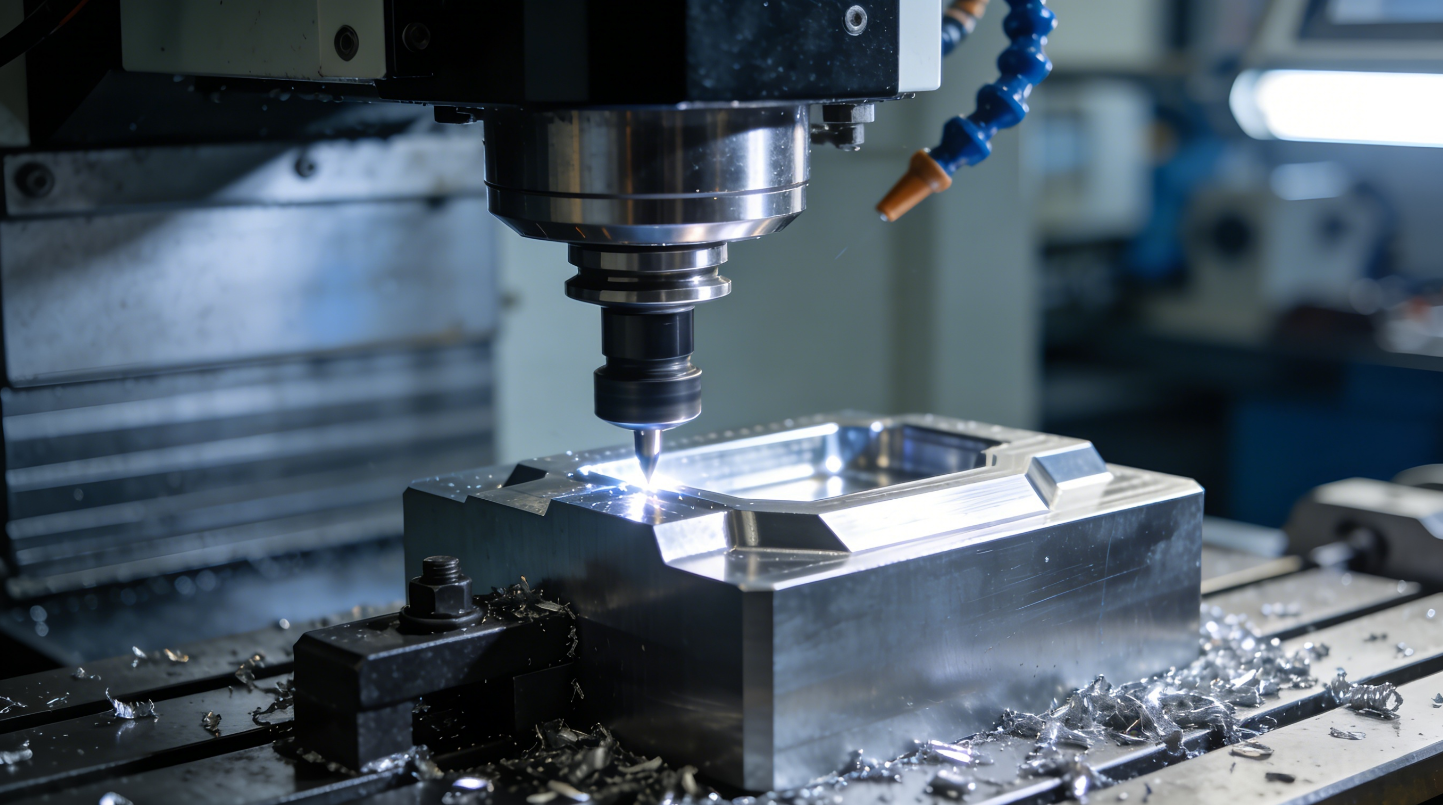 cnc machine transforming raw material into a precision engineered component
