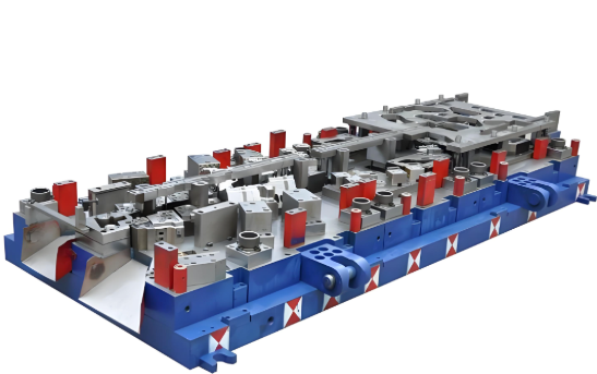 exploded view of essential stamping die components showing assembly structure