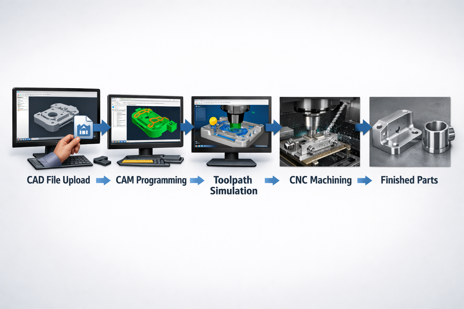 digital workflow from cad file upload to finished cnc machined parts