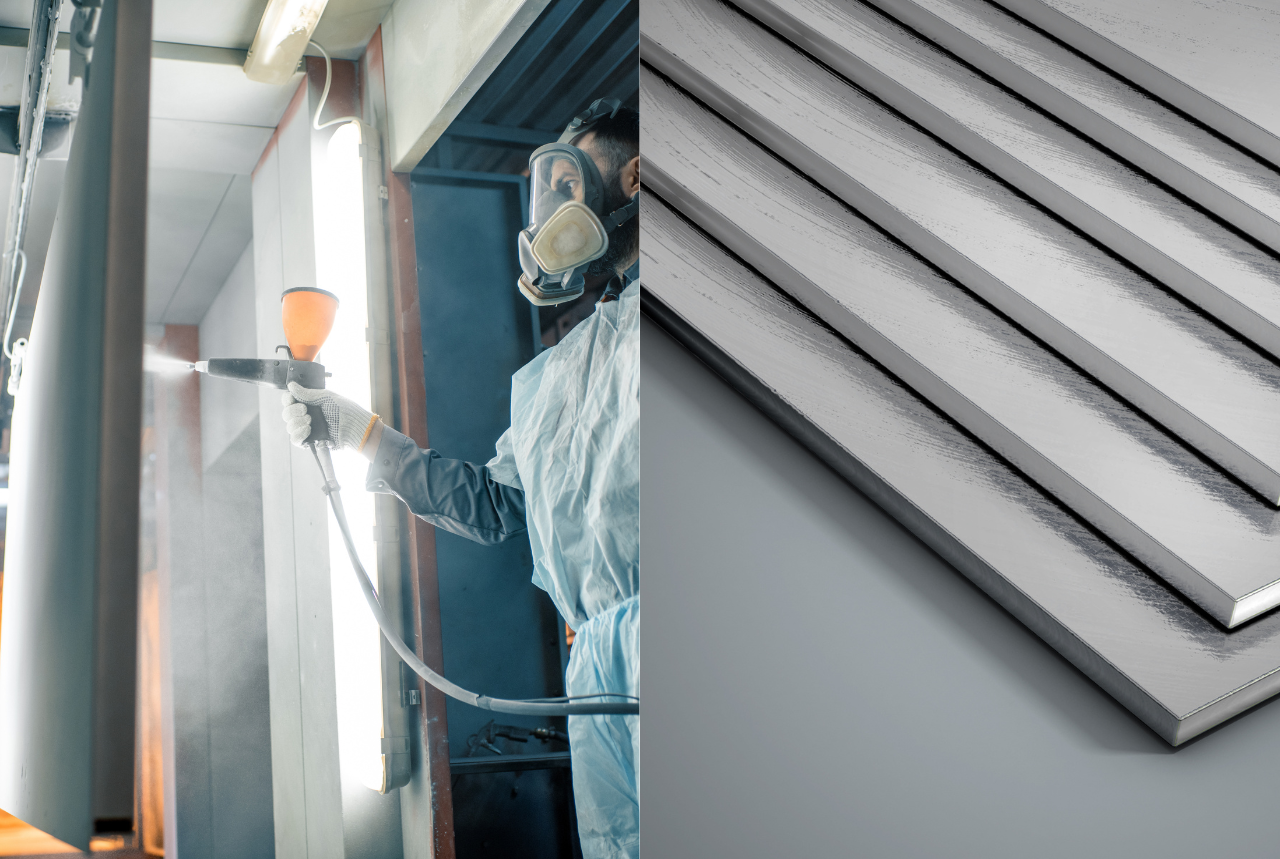 technician preparing galvanized steel parts for powder coating