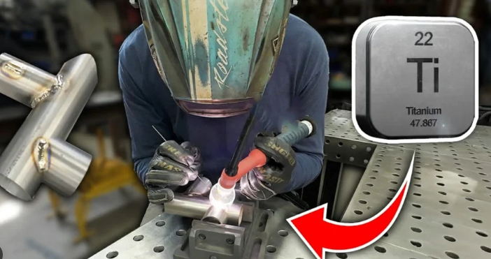 tig welding titanium in a clean shielded work area